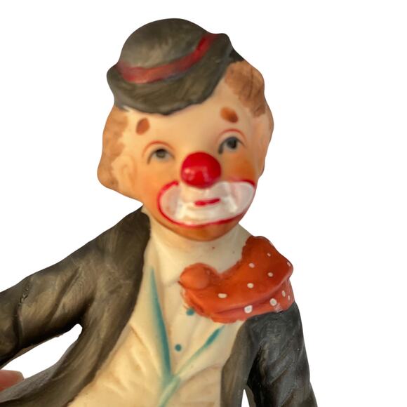 Albert E Price Clown Sitting On Globe Vintage 1980 Sad Hobo Porcelain Figurine - Picture 13 of 15